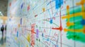 A wall covered in colorful graphs and charts showcasing realworld examples of applied mathematical concepts Royalty Free Stock Photo