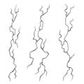 Wall Cracks Set on White Background. Vector Royalty Free Stock Photo