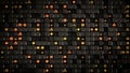 Wall of cubes and random symbols abstract 3D render