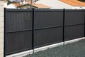 wall dark grey aluminum barrier and gray fence of private individual house modern new protect home