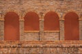 Wall decorated with bricks. Royalty Free Stock Photo