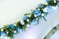 Wall decorated with compositions of hydrangea flowers Royalty Free Stock Photo