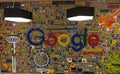 wall decorated with the Google logo in lego pieces