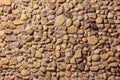 Wall decorated with stone, for background or texture, closeup wall built with natural stone, beautiful pattern and modern style