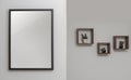 Wall decoration - black wooden frame and wall shelves