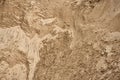 The wall of a deep sand pit with a very interesting complex structure. Background, texture Royalty Free Stock Photo