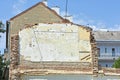 Wall of a demolished apartment building