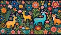 Wall design animal forest habitat flower decorative pattern