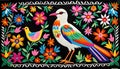 Wall design floral blossom bird animal life spiritual ceremony Royalty Free Stock Photo