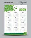 Wall desk calendar 2028 template, desk calendar 2028 design, Week start Sunday, business flyer, Set of 12 Months, Week starts