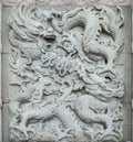 Wall dragon stone sculpture Royalty Free Stock Photo