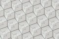 The wall with duplicate squares stacked, 3d rendering