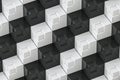 The wall with duplicate squares stacked, 3d rendering