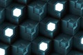 The wall with duplicate squares stacked, 3d rendering
