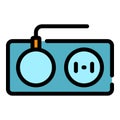 Wall electric plug icon color outline vector