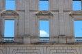 Wall with empty windows in Ajuda National Palace, Royalty Free Stock Photo