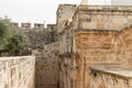 The wall encircling the Temple Mount near the closed Golden Gate - Gate of Mercy on the Temple Mount in the Old Town of Jerusalem