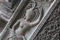 Wall engravings of devi dancers in Cambodia