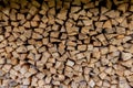 Woodpile, wall of evenly laid firewood