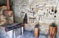 The wall exhibition of blacksmith craft work. Pano Lefkara village. Cyprus