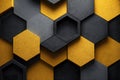 Decorative hexagonal tiles in black and yellow create modern wall art Royalty Free Stock Photo