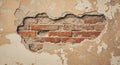 A wall featuring an exposed area of red bricks (likely made of clay), with the Royalty Free Stock Photo