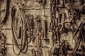 Wall Filled with Old Tools Hanging on the wall Royalty Free Stock Photo