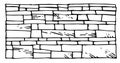 Wall of flat even stone. Masonry in construction of houses and fences. Natural building material. Hand drawn outline