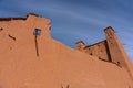 Wall in The fortified town of Ait ben Haddou near Ouarzazate on the edge of the sahara desert in Morocco. Atlas Royalty Free Stock Photo