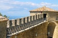 The wall of fortresses Guaita on Mount Titan. Royalty Free Stock Photo