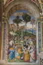 Wall frescoes in biblioteca Piccolomini of Siena Cathedral. Duomo, Siena, Tuscany, Italy. Royalty Free Stock Photo