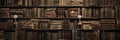A wall full of ancient books of a library, holding many historical books and manuscripts Royalty Free Stock Photo