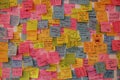 A Wall full of colourful post it paper. Royalty Free Stock Photo