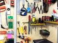 Wall full of colorful and useful tools