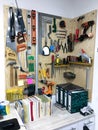 Wall full of colorful and useful tools