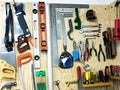 Wall full of colorful and useful tools