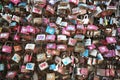 Wall full of Love Padlocks at Farm House, hanging with couples name on each padlock