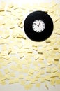 Wall full with stick-on phone messages during lunch time. Conceptual image shot