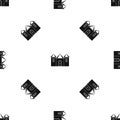 Wall and gate of the old fortress pattern seamless black