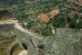 Wall with gateway in a castle on rocky hilltop at Monsanto Royalty Free Stock Photo