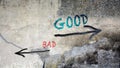 Wall Graffiti to Good versus Bad Royalty Free Stock Photo