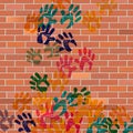 Wall Handprints Represents Painted Construction And Cement Royalty Free Stock Photo