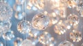 A wall hanging made of layered translucent orbs that catch and reflect light in a sparkling way Royalty Free Stock Photo