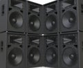 Wall of huge speakers facing each other Royalty Free Stock Photo