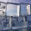 Wall of ice blocks in the southern port of LuleÃÂ¥ Royalty Free Stock Photo