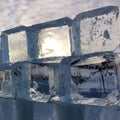 Wall of ice blocks in the southern port of LuleÃÂ¥ Royalty Free Stock Photo