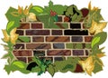 Wall illustration surrounded by leaves