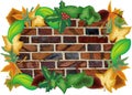 Wall illustration surrounded by leaves