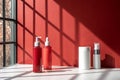 Wall interior background with red shadow from window Royalty Free Stock Photo