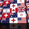 Wall international flags and Red Cross